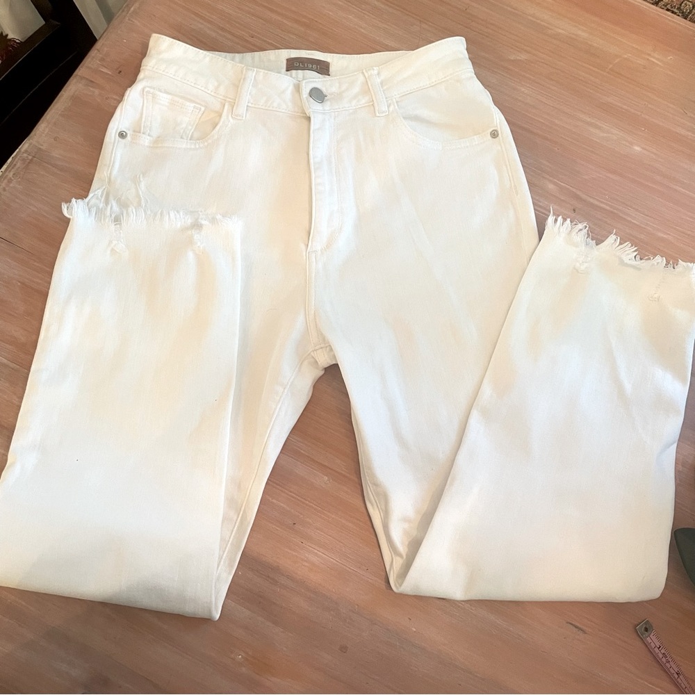 DESIGNER DL 1961 White Straight Leg Denim Jeans. High waist! New! 26